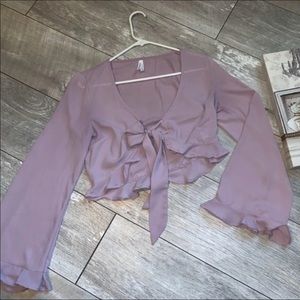 TIE FRONT LAVENDER TOP